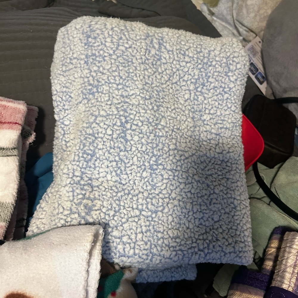 Cozy Blue and White Sherpa Blanket